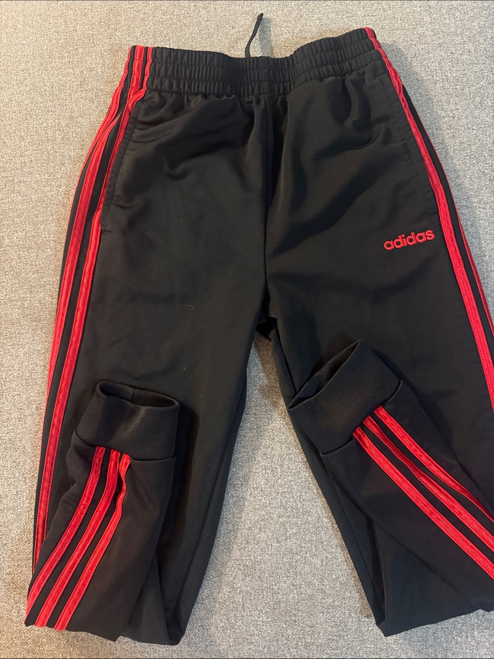 3/$15- Adidas Kids Black Track Pants with Red Stripes
